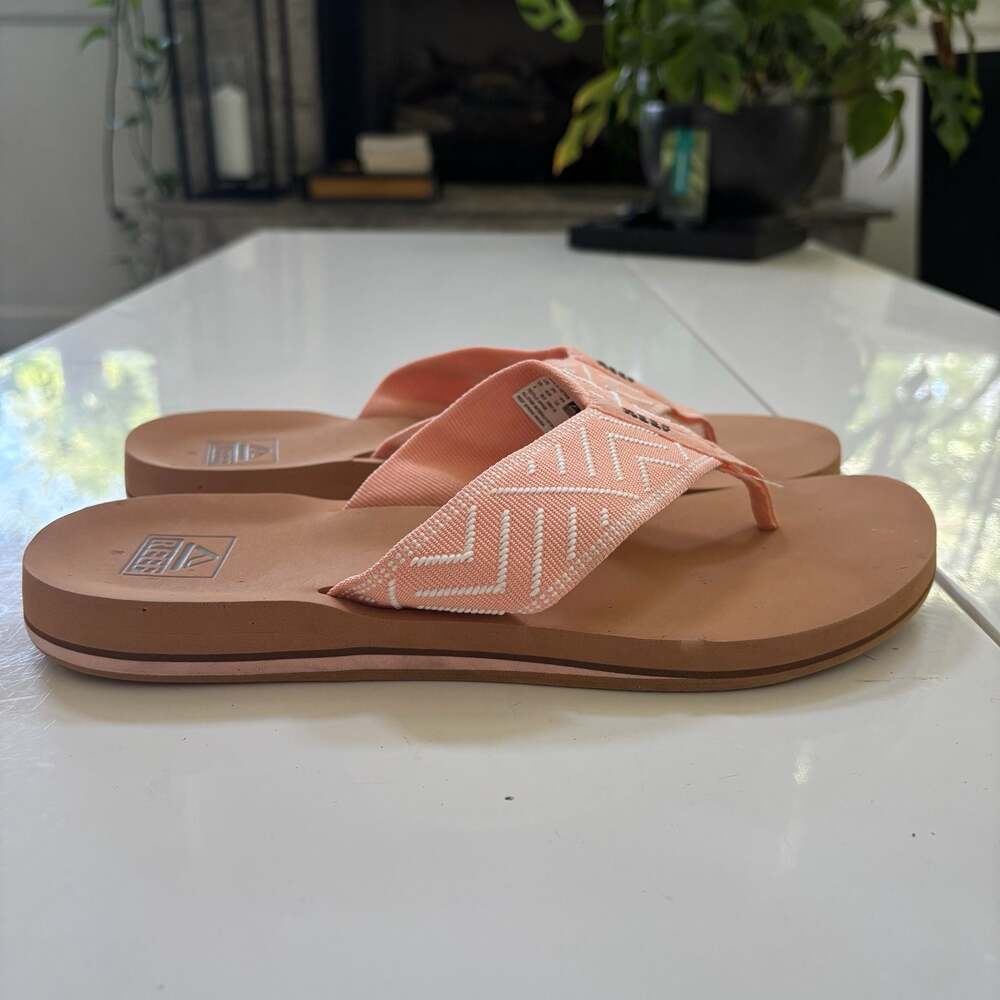Reef Spring Woven Women's Flip Flops Peach Coral Size 8